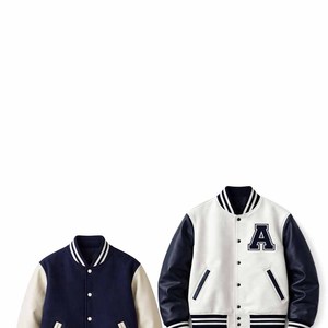 Veste de baseball universitaire pour hommes, manches longues, 100% laine, vestes de baseball universitaires, vestes avec patchs en chenille - Product Image 1