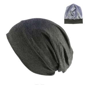 Gorros forrados de satén para mujer, gorro de satén elástico de algodón de bambú para hombre, gorro de noche de seda para dormir, gorro para la cabeza - Product Image 6