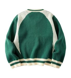 Suéteres de Punto Personalizados OEM ODM con Logotipo Jacquard en la Parte Delantera, 100% Algodón, Holgados, Casuales, para Hombre, Transpirables, Antiarrugas, de Secado Rápido, 400g - Product Image 2