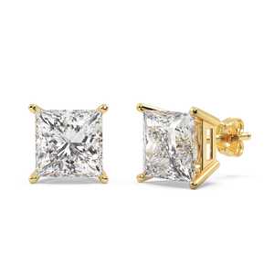 Boucles d'oreilles en diamant princesse de 2,50 ct en or jaune 14 carats (H-I SI2-SI3) - Product Image 1