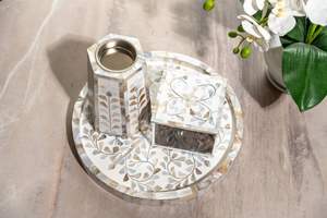 Plateau de service en chocolat avec incrustation de nacre personnalisée, cadeau traditionnel du Ramadan, style animal, écologique, FAIZACRAFT - Product Image 2