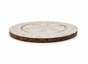 Luxury Wood Resin MOP Inlay Serving <b>Tray</b> Handcrafted Mother of Pearl Decorative <b>Round</b> Platter for Coffee <b>Table</b> Dining & Kitchen - Product Image 6