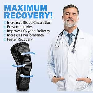 Rodillera de silicona de punto 3D con logotipo OEM, estabilizadores laterales profesionales, rodillera de Gel de rótula, rodillera de compresión, Mangas de rodillera - Product Image 3