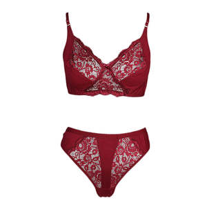 Ensemble soutien-gorge et culotte pour femme - Bordeaux - Product Image 1
