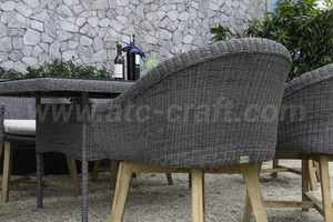 Juego de comedor moderno de mimbre PE de 6 piezas, mesa de madera elegante para jardín al aire libre, patio o cocina para uso doméstico o hotelero - Product Image 6