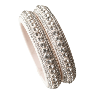 <b>Set</b> of 2 Crystal-Studded Lac <b>Bangles</b> Elegant Crystal Bracelets & <b>Bangles</b> - Product Image 2