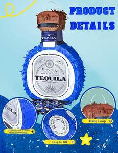 Piñata de Vino para Adultos con Antifaz, Confeti y Palo de Madera, Piñata Divertida para Adultos, Decoraciones para Fiestas Mexicanas de 21 Años - Product Image 4