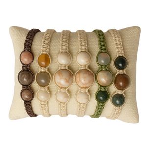 Elegant Sweet Brown <b>Bracelet</b> for <b>Women</b> Handmade Macrame Style with Winter Stone Beads Beige White Colors Fashionable Gift Item - Product Image 4