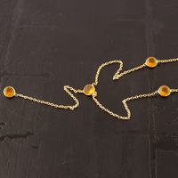 Personnalisé élégant minimaliste rond multi pierre citrine quartz délicat collier goutte plaqué or y lariat collier cadeau d'anniversaire