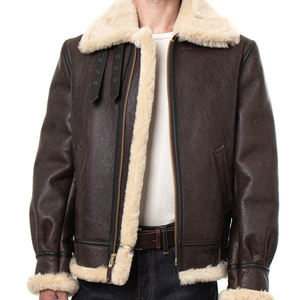 2025 Wholesale Lightweight <b>Winter</b> Genuine Sheepskin Leather Fleece <b>Thick</b> Warm Jacket Outdoor Fur Filling Leather <b>Coat</b> for Men - Product Image 6