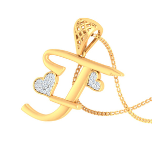 Ishi Diamantes Elegante 18K Oro T Alfabeto Laboratorio Cultivado Diamante Colgante - Product Image 1