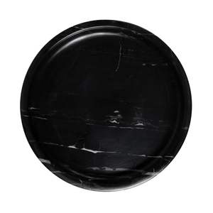 จานผลไม้หินอ่อนสีขาวเทา งานแฮนด์เมดสุดหรู ขัดเงา หินธรรมชาติ ทรงกลม จานเสิร์ฟสไตล์โมเดิร์น มินิมอล สำหรับตกแต่งบ้าน - Product Image 4