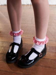 Calcetines al por Mayor con Diseño de Logotipo Personalizado, con Lazo Rojo y Encaje a Cuadros, para Mujer, Calcetines de Algodón Personalizados para Uso Casual y Regalos - Product Image 6