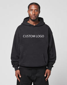 Pull à capuche personnalisé 500GSM poids lourd 100% coton éponge française pour hommes sérigraphie en relief teint uni motif solide hiver - Product Image 1