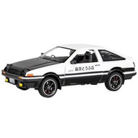 Voiture miniature en métal moulé sous pression à l'échelle 1:24, modèle AE86 JDM entièrement fonctionnel avec lumières et musique, jouet à rétrofriction, portes/baquettes arrière ouvrables, pour unisexe