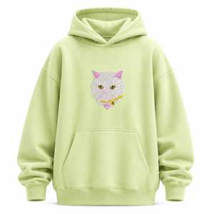 Sweat à capuche en polaire surdimensionné décontracté d'hiver brodé avec un visage de chat et des yeux de chat pour les amoureux des chats, unisexe - Product Image 2