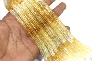 ลูกปัดพลอยซิทรีนธรรมชาติขนาด8นิ้วลูกปัดพลอยเส้นยาวไล่เฉดสี6-6.5มม. ทรงวงล้อเหลี่ยมเพชรพลอยยางรถยนต์1เหลี่ยม - Product Image 3