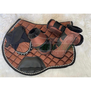 Almohadilla de sillín con purpurina marrón Ser en precio razonable Logotipo personalizado Poly Cotton Jumping Dressage English Horse Saddle Pad - Product Image 4