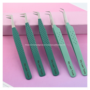Pince à épiler professionnelle pour extensions de cils en fibre, courbée, volume classique, 45 degrés, 90 degrés, en acier inoxydable - Product Image 4
