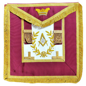 Delantal de Regalia bordado de masón hecho en fábrica, diseño de cintura de cuero de piel de cordero Real sin mangas para uso en logias masónicas - Product Image 5