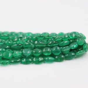 New Arrival Emerald Smooth Oval Shape Beads Emerald Plain Beads Emerald Beads Strand For Jewelry Making