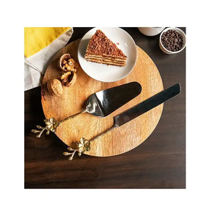 Customized logo Stainless Steel <b>Cake</b> Knife Set with Wood Handle for Party Kitchen <b>Cutter</b> <b>Cake</b> Brass <b>Cake</b> Knife Server - Product Image 3