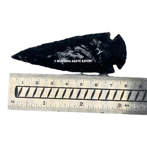 Punta de Flecha de Obsidiana Negra de 3-3.5 Pulgadas, Piedra Preciosa Hecha a Mano, Calidad Premium, Estilo Mascota, Venta al por Mayor de MUNTAHA AGATE - Product Image 3