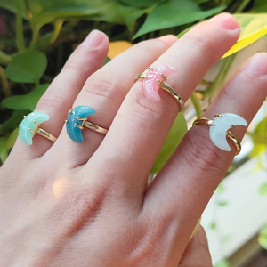 Bague Lune Améthyste Ajustable en Laiton Plaqué Or Pierre de Guérison en Cristal Cadeau de Fiançailles en Argent Sterling - Product Image 6