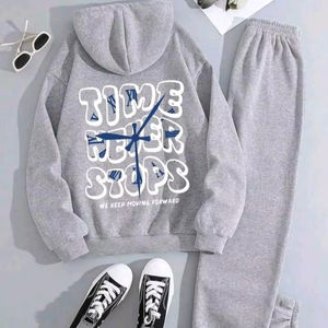 Conjunto de chándal con capucha para hombre y mujer con logotipo personalizado, traje deportivo para correr, traje de gimnasio, chándal con capucha de 2 piezas - Product Image 1