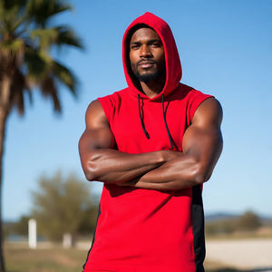 Oversize Pullover Sleeveless Tank Hood Men's <b>Jogging</b> Running Hoodie Mens Workout Fitness Wear Sleeveless Hood Tank Top - Product Image 6