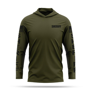Camiseta deportiva de manga larga SHERIFF para hombre, sudaderas con capucha, fabricante de ropa de caza para deportes al aire libre con logotipo personalizado - Product Image 1