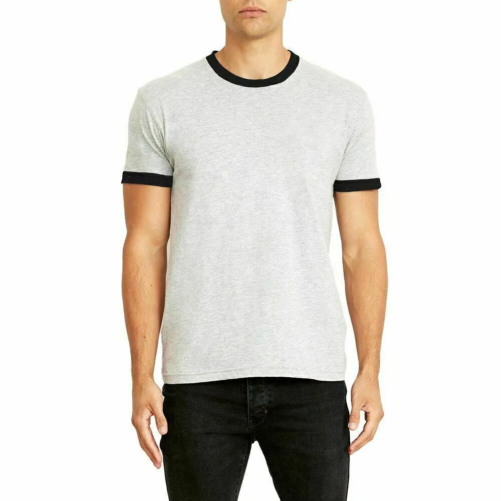 Body Fitted T-shirt Made In Cotton Tight Arm Blank 100% Cotton Men Sports Casual Contrast Trim T-Shirt OEM Service Design