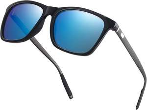 Lunettes de soleil polarisées haut de gamme en fibre de carbone, monture carrée bleu glace, verres UV400, lunettes élégantes pour hommes et femmes, personnalisation OEM - Product Image 2