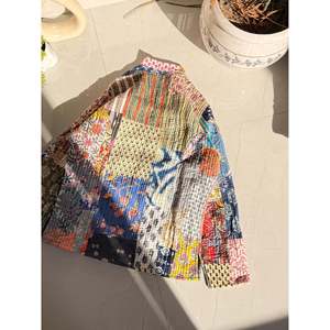 Indian Patchworked Quilted <b>Jacket</b> 1 1 Satin Fabric <b>Leather</b> Shell Linen Cotton Polyester <b>Blazer</b> Stripe for Spring Autumn Winter - Product Image 2