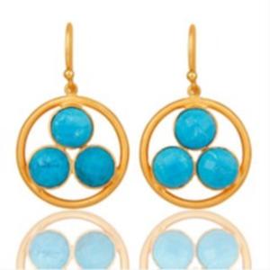 Pendientes de plata de ley 925 con gema turquesa, novedad - Product Image 1