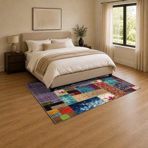 RUGS DEPOT LXDP-0263 Wholesale Multicolor Neutral Ethnic Kilim Digital Printed Machine Washable Chenille Area Rug Non <b>Slip</b> - Product Image 3