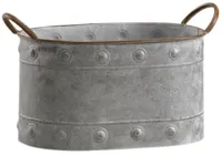 Maceta de hierro para uso de decoración navideña en moq bajo Acabado rústico Hecho a mano Cajón rectangular galvanizado natural