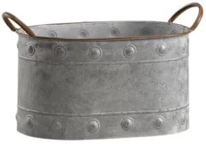 Maceta de hierro para uso de decoración navideña en moq bajo Acabado rústico Hecho a mano Cajón rectangular galvanizado natural - Product Image 3