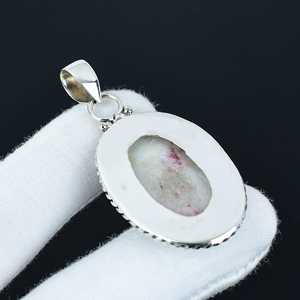 Fabuloso conjunto de bisel de corte ovalado cinabrio jaspe piedra preciosa colgante sólido plata esterlina 925 joyería fina encanto - Product Image 4