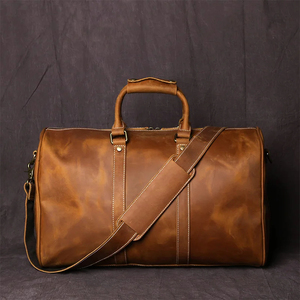 Sac de voyage pliable en cuir véritable durable avec fermeture éclair, design portable et doublure en cuir pour les voyages - Product Image 1