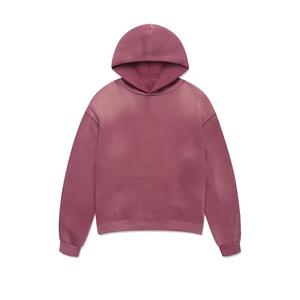 Streetwear hoodies customized color acid wash oversized <b>hip</b> hop pullover hoodies - Product Image 1