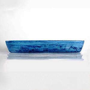 Bandeja Ovalada Azul, Cuencos para Servir de Resina Hechos a Mano, Utensilios de Cocina Decorativos Pulidos, Ecológicos, de Origen Indio - Product Image 2