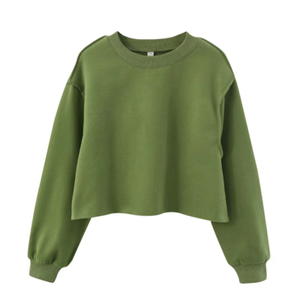 Sweat-shirt à capuche sans poche avec logo personnalisé pour femme, col rond, en polaire, court, chaud, grande taille, décontracté, doublé, pour le printemps et l'automne - Product Image 5