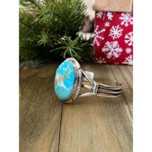 Navajo Handmade Cultural Collectible Sonoran Mountain Sterling <b>Silver</b> <b>Cuff</b> <b>Bracelet</b> - Product Image 4