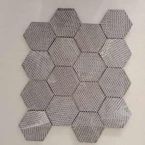 Azulejo en EveryCorner 73mm Hexágono Plata PVD Azulejo de mosaico de cerámica Mate para aplicaciones interiores Paredes de baño y áreas de Ducha - Product Image 4