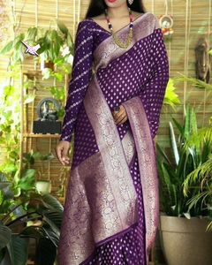 Original Minakari Heavy Zari Border Sari seda de alta calidad tejido pesado trabajo adultos-Para Boda fiesta pakistaní Salwar vestido - Product Image 6