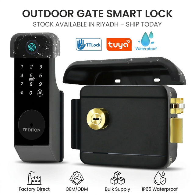 Waterproof Outdoor Gate Ttlock Tuya Fingerprint Smart Lock for Saudi Distributor Riyadh Warehouse Ready Stock for Bulk Order