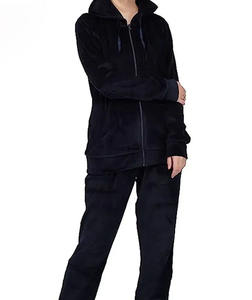 Ensemble de survêtements unisexe en molleton décontracté pour le fitness, sweat à capuche grande taille, col montant, fermeture éclair, décorations à pompons, motif uni et uni - Product Image 1