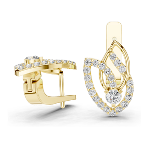 Boucles d'oreilles en forme de feuille avec diamant de laboratoire 0,546 CT, taille brillant rond VVSVS EF, or 18 carats, 14 carats, 10 carats et argent 925, rose, jaune, blanc - Product Image 4