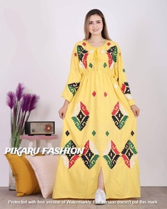 À la mode femmes à manches longues Designer fête porter géométrique broderie Maxi robes grande taille impression numérique sur tissu - Product Image 4